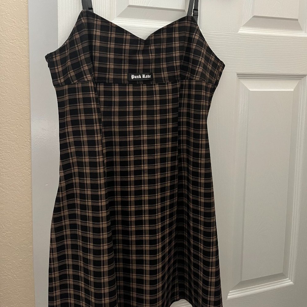 Punk Rave Future Gothic Series Plaid Slip Dress